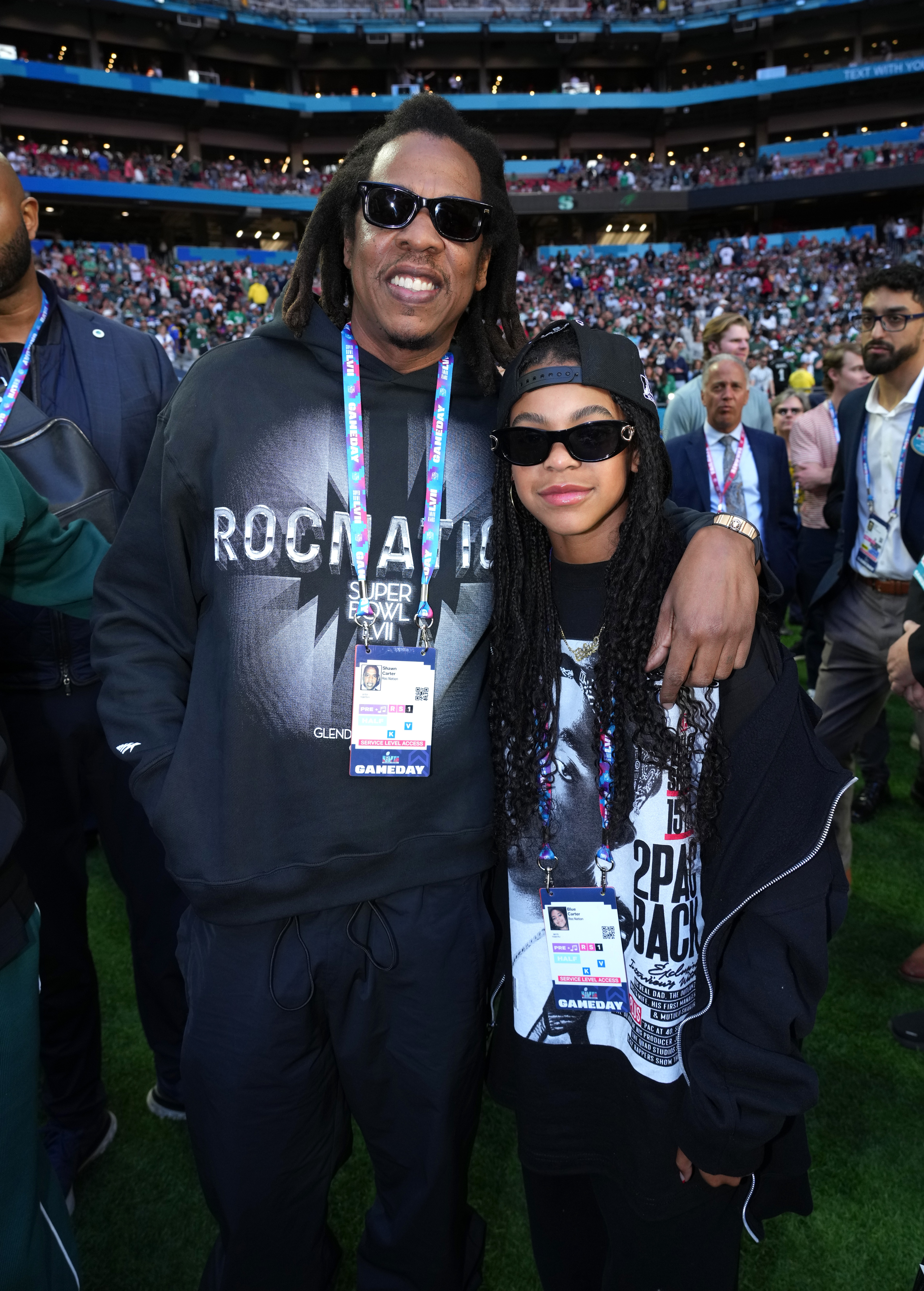 Jay-Z and Blue Ivy Carter attend Super Bowl LVII on February 12, 2023, in Glendale, Arizona. | Source: Getty Images