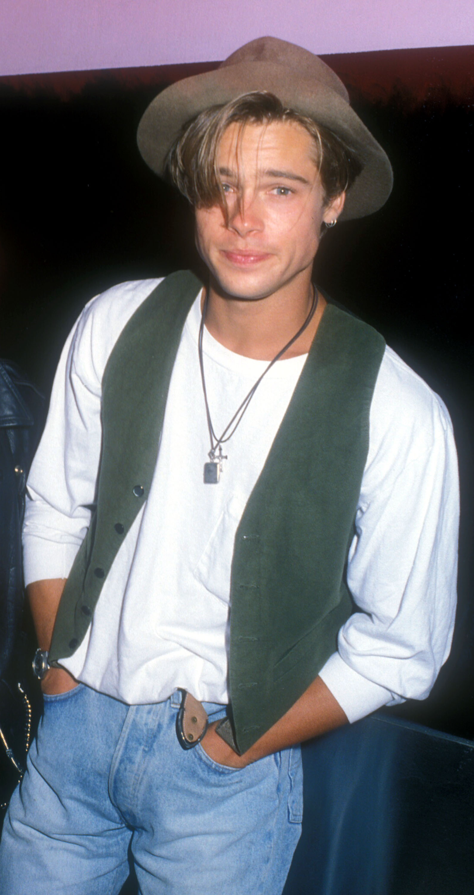 Brad Pitt at an E.G. Daily album listening Party in 1989. | Source: Getty Images