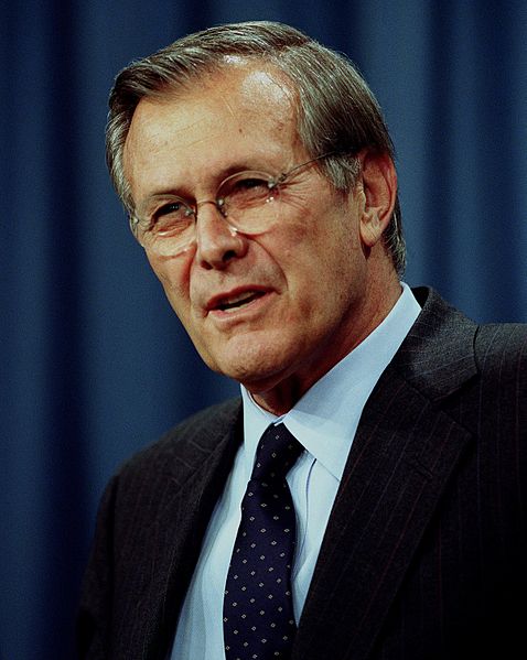 A portrait of Donald Rumsfeld, United States Secretary of Defense. | Source: Wikimedia Commons
