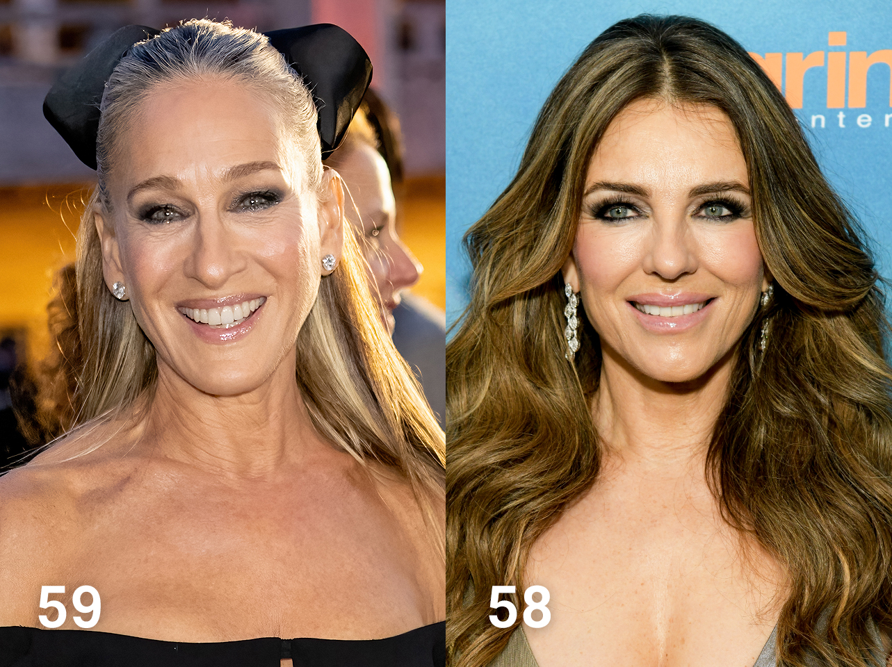 Sarah Jessica Parker in 2023 | Elizabeth Hurley in 2024 | Source: Getty Images