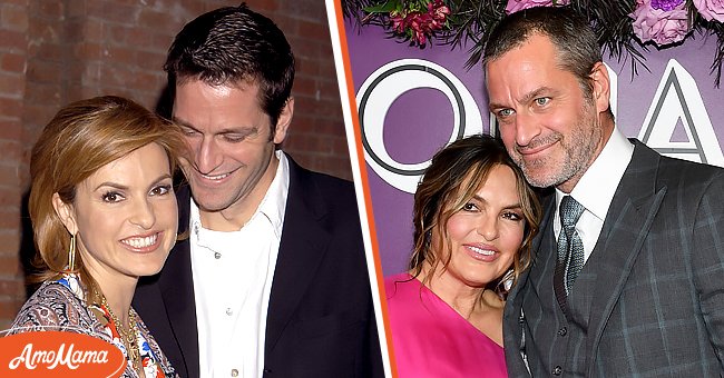 Mariska Hargitay and Peter Hermann during 'Fish Fry: An All-Star Roast of Fisher Stevens' to Benefit Naked Angels at Puck Building  [left], Mariska Hargitay and husband Peter Hermann attend the 2021 Glamour Women of the Year Awards [right] | Photo: Getty Images