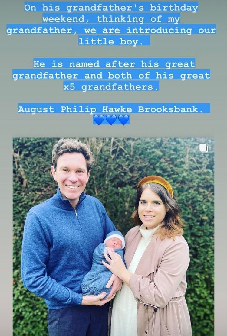 Princess Eugenie shared her son's name and how it connects to late family members. 2021. | Photo: Instagram/princesseugenie