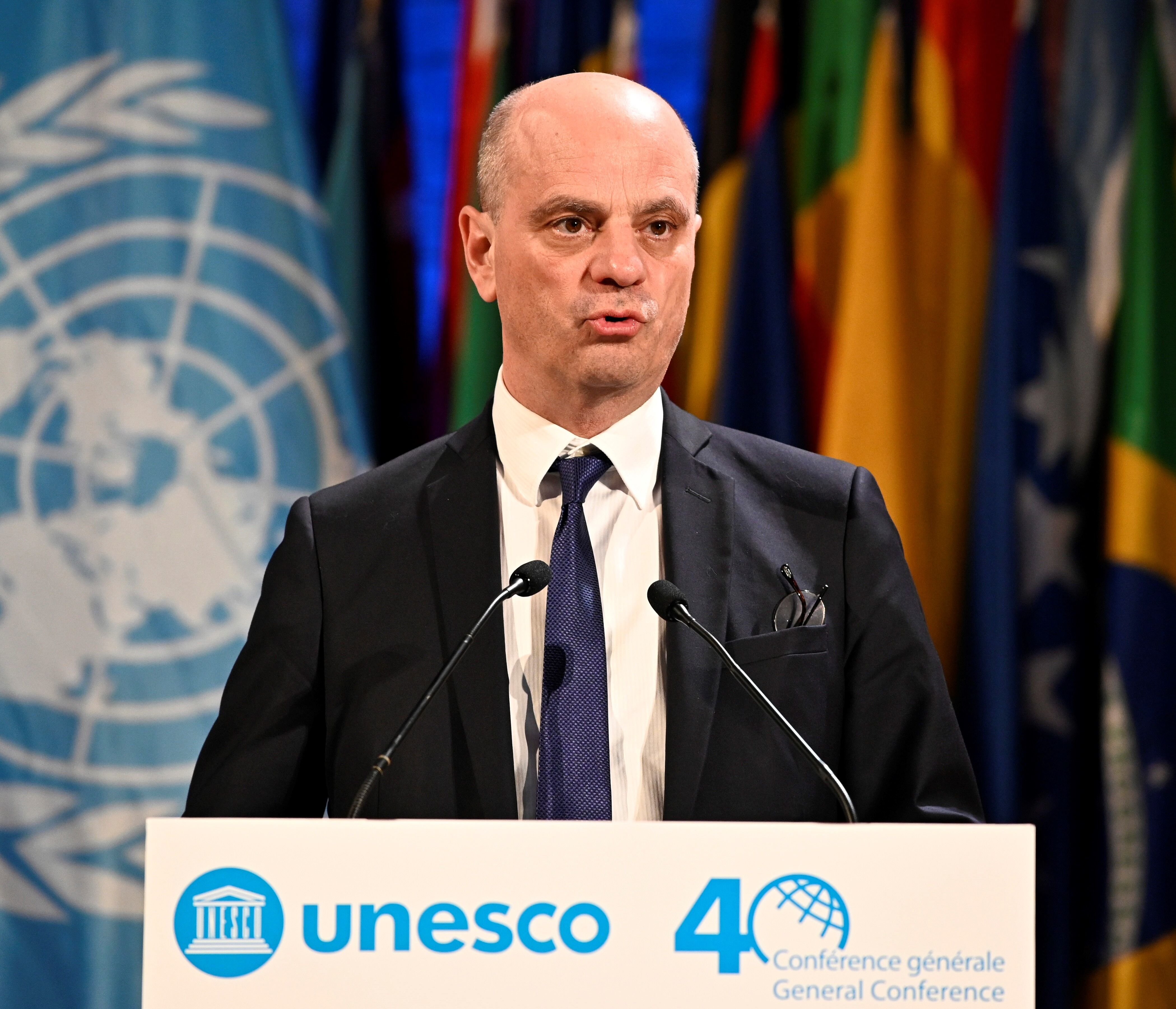 Jean-Michel Blanquer au siège de l'UNESCO à Paris, France le 13 novembre 2019. | Photo : Getty Images Jean-Michel Blanquer au siège de l'UNESCO à Paris, France le 13 novembre 2019. | Photo : Getty Images