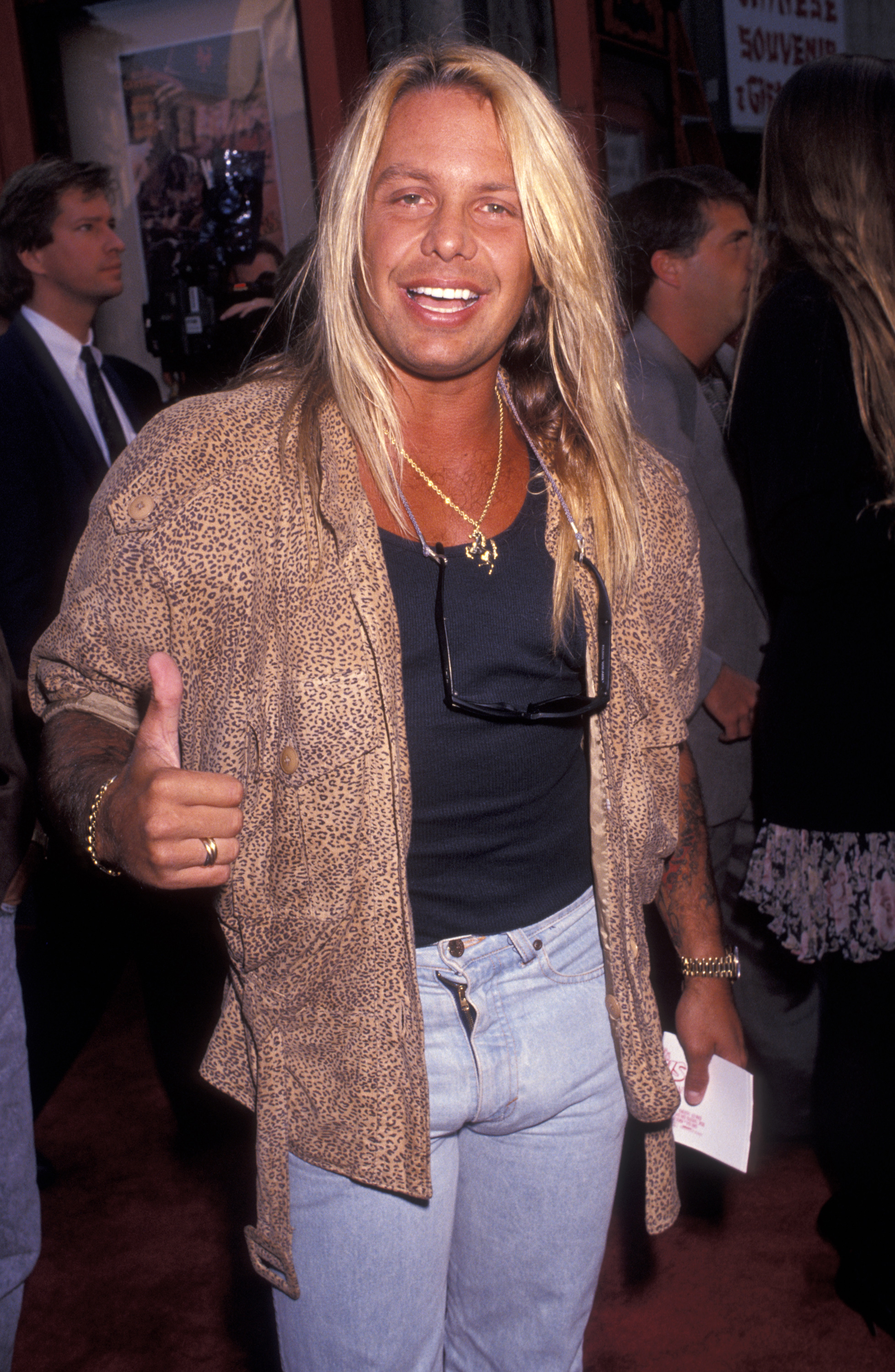Vince Neil at "Bill & Ted's Bogus Journey" Hollywood Premiere on July 11, 1991, in Hollywood, California. | Source: Getty Images