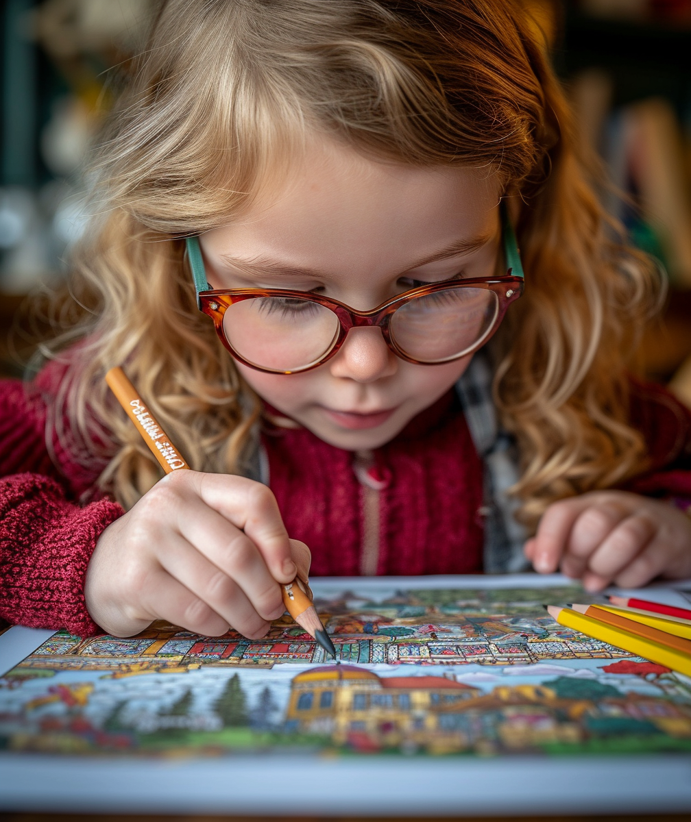 A little girl drawing | Source: Midjourney