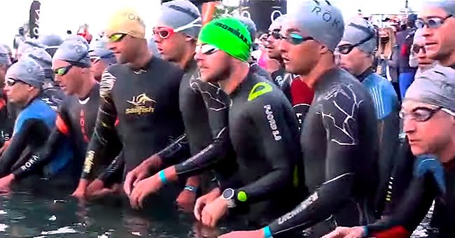 Athletes line up for the swimming portion of the Ironman 70.3 North American Championship, 2021, Utah. | Photo: youtube.com/FOX 13 News Utah