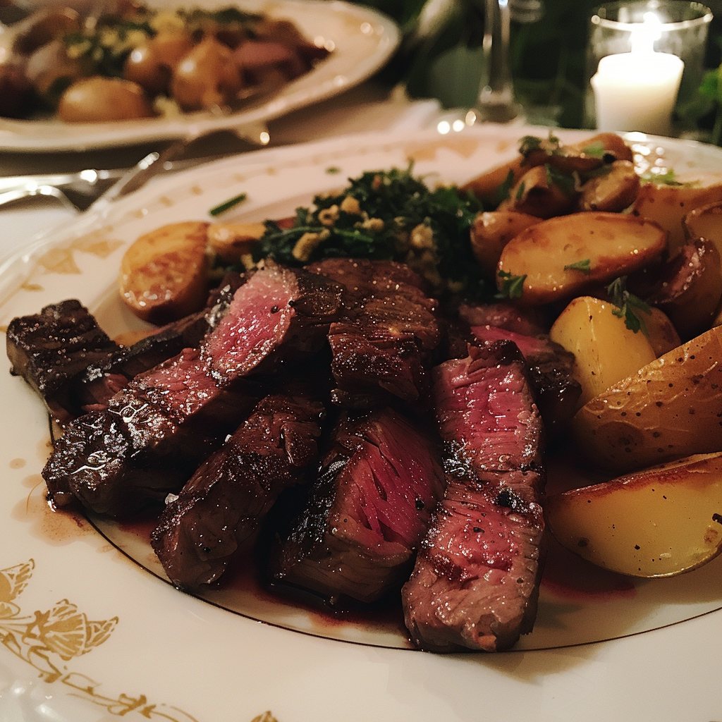 A plate of steak and potatoes | Source: Midjourney