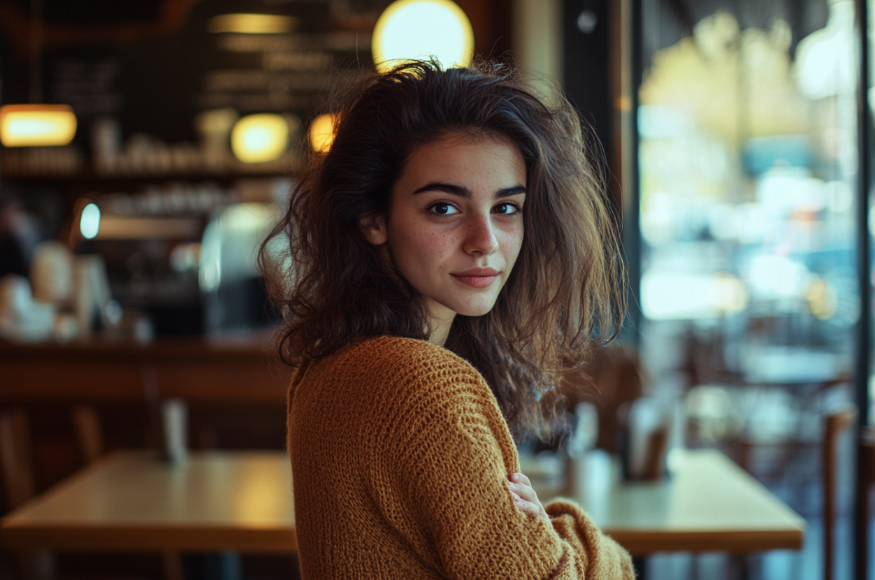 A woman looking over her shoulder | Source: Midjourney