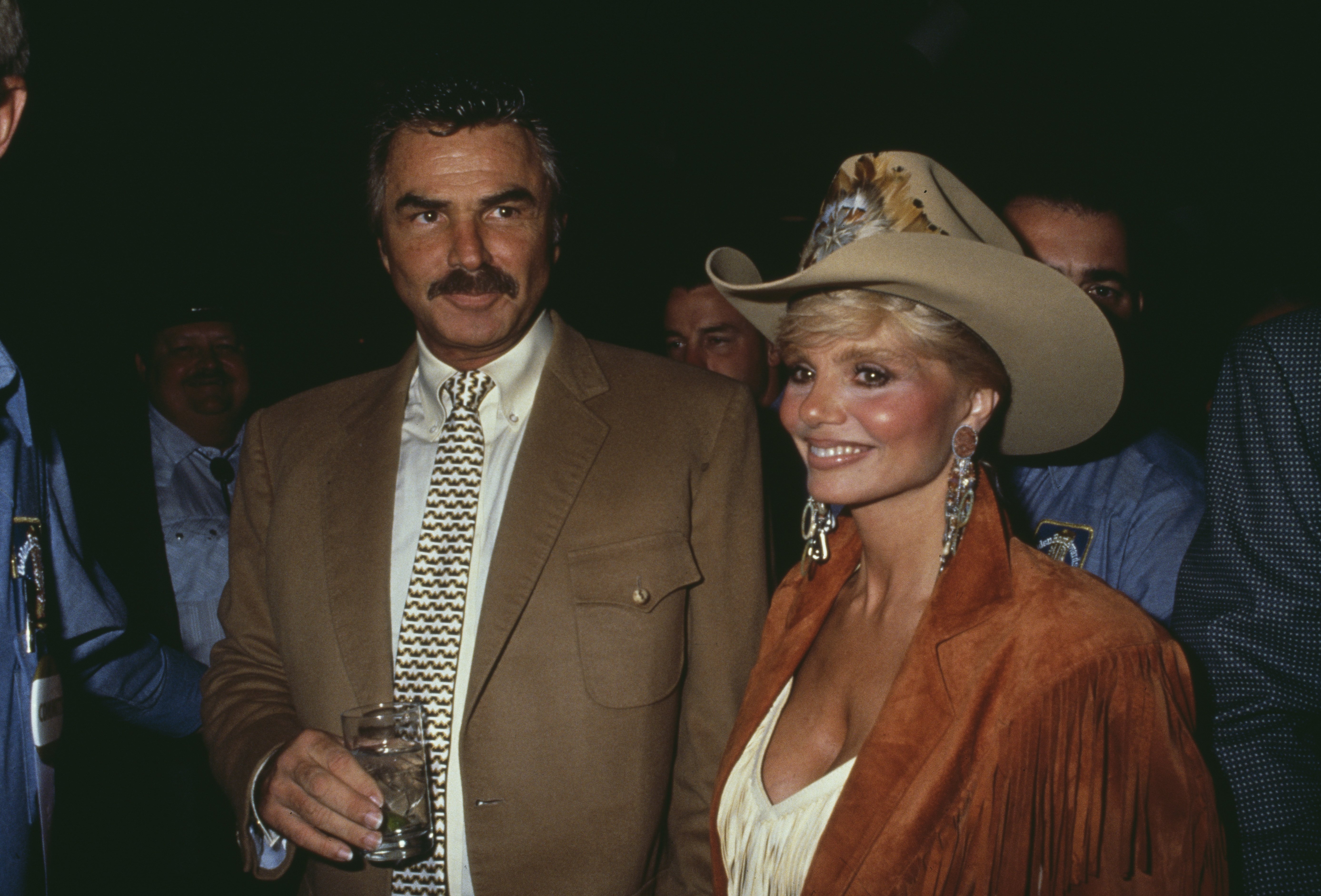 Burt Reynolds and Loni Anderson during the Motion Picture & Television Fund's 8th Annual Golden Boot Awards at the Century Plaza Hotel on July 28 1990 in Los Angeles, California. / Source: Getty Images