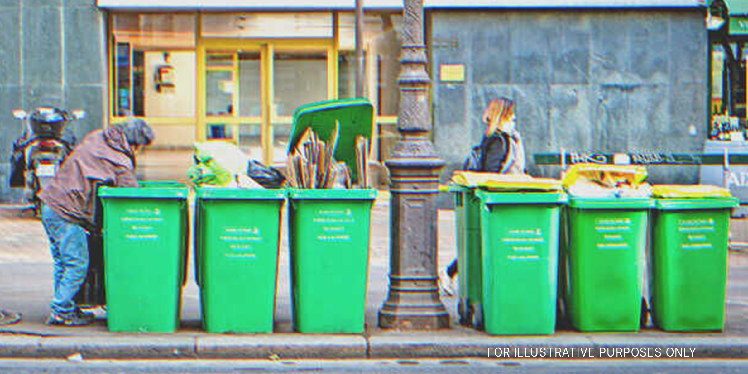 Homeless man digging in trash. | Source: Shutterstock