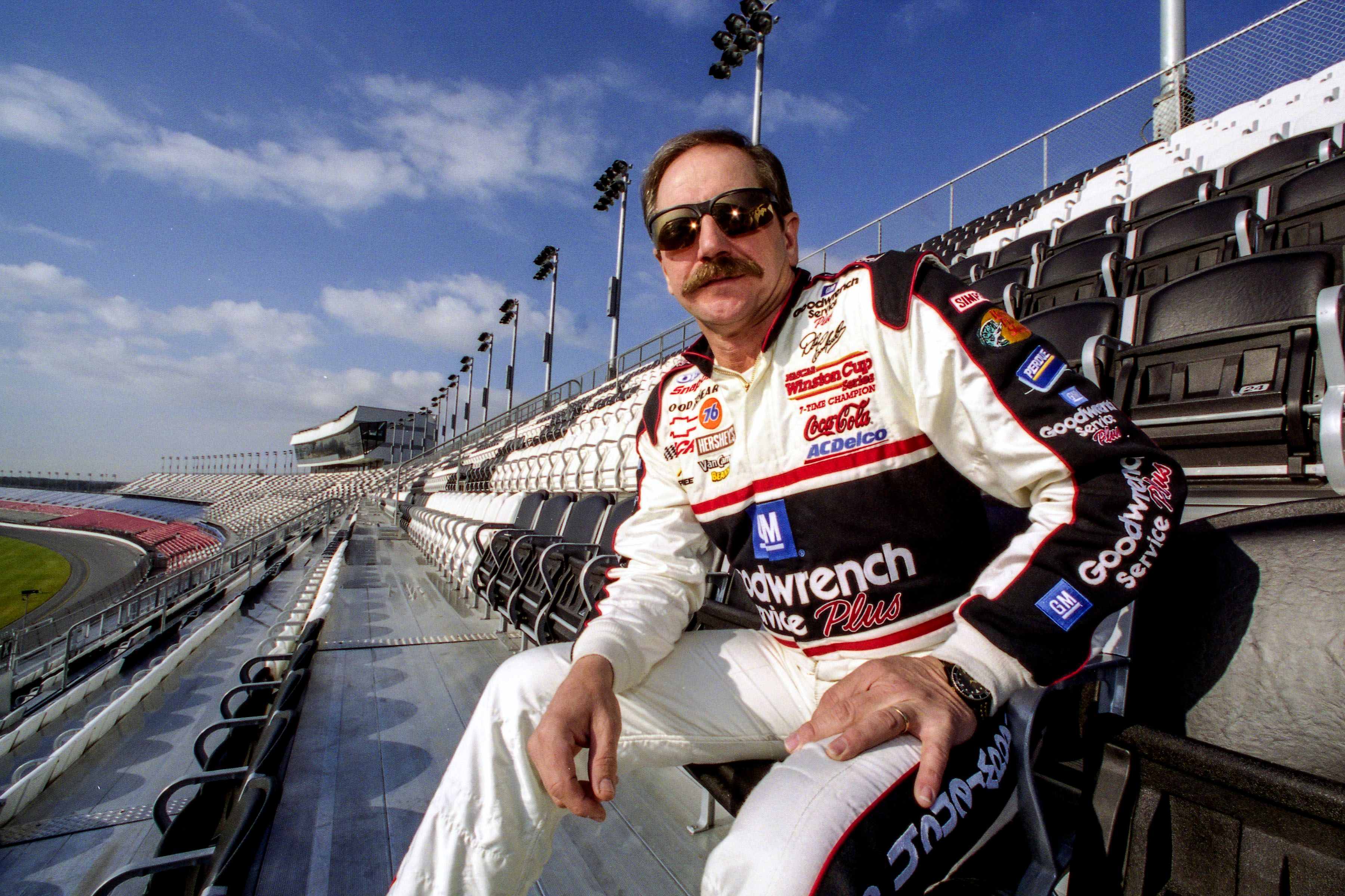  Dale Earnhardt Sr. at the Earnhardt Grandstand at the Daytona International Speedway in 2001, Daytona, Florida | Source: Getty Images