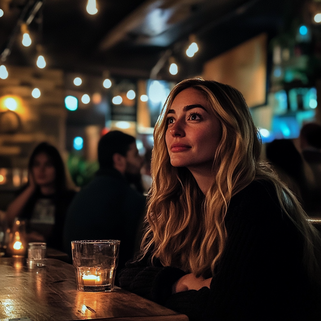 A woman sitting at a bar | Source: Midjourney