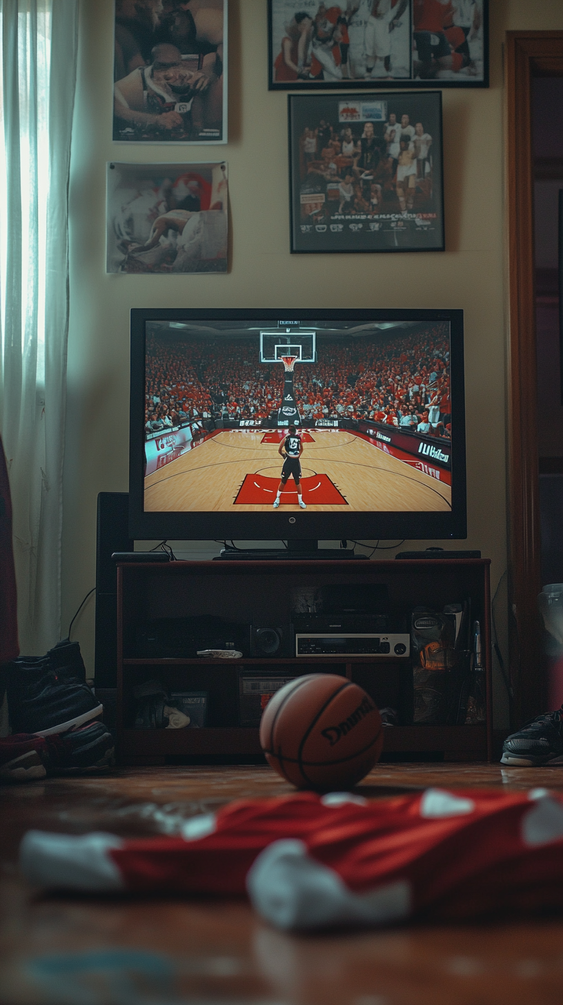 A basketball game on TV | Source: Midjourney