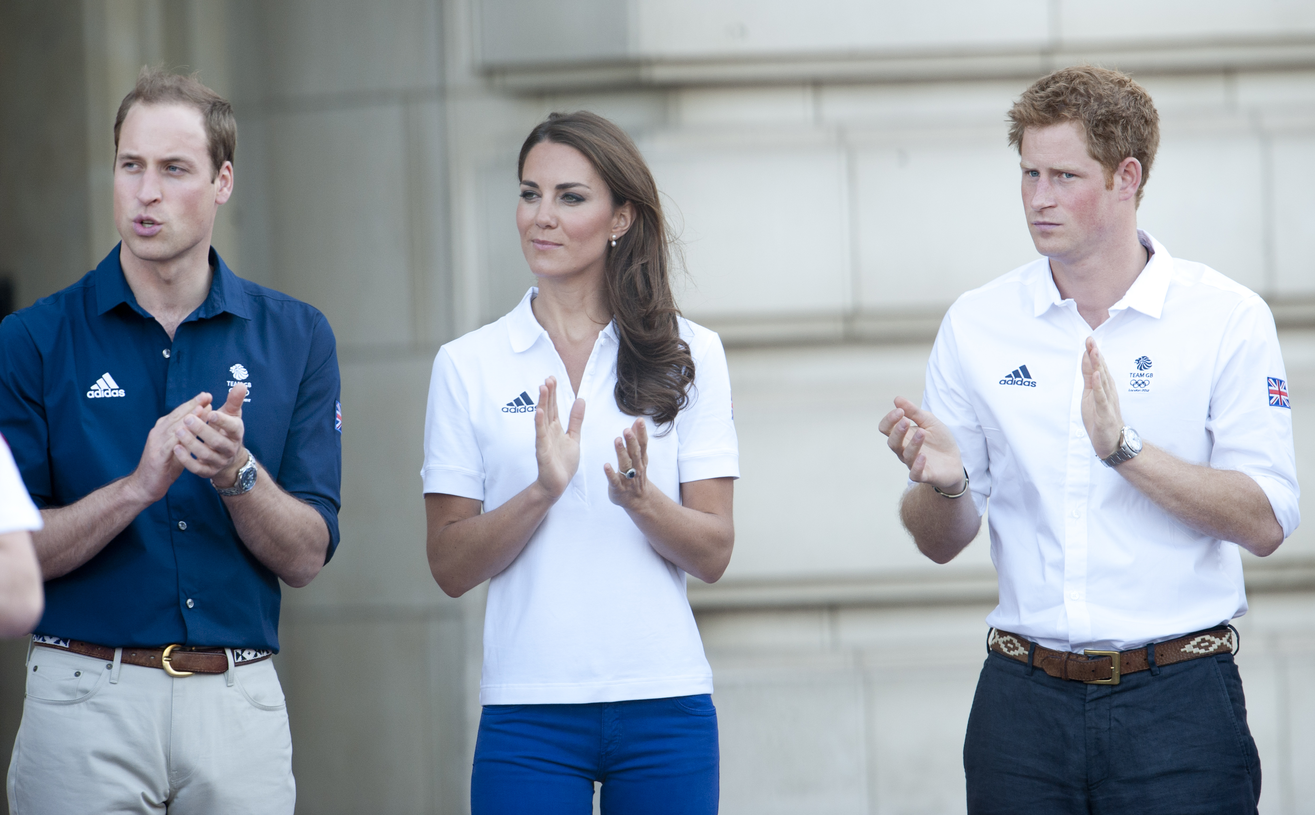Prince William, Princess Catherine, and Prince Harry at the The London 2012 Olympic Torch Relay | Source: Getty Images