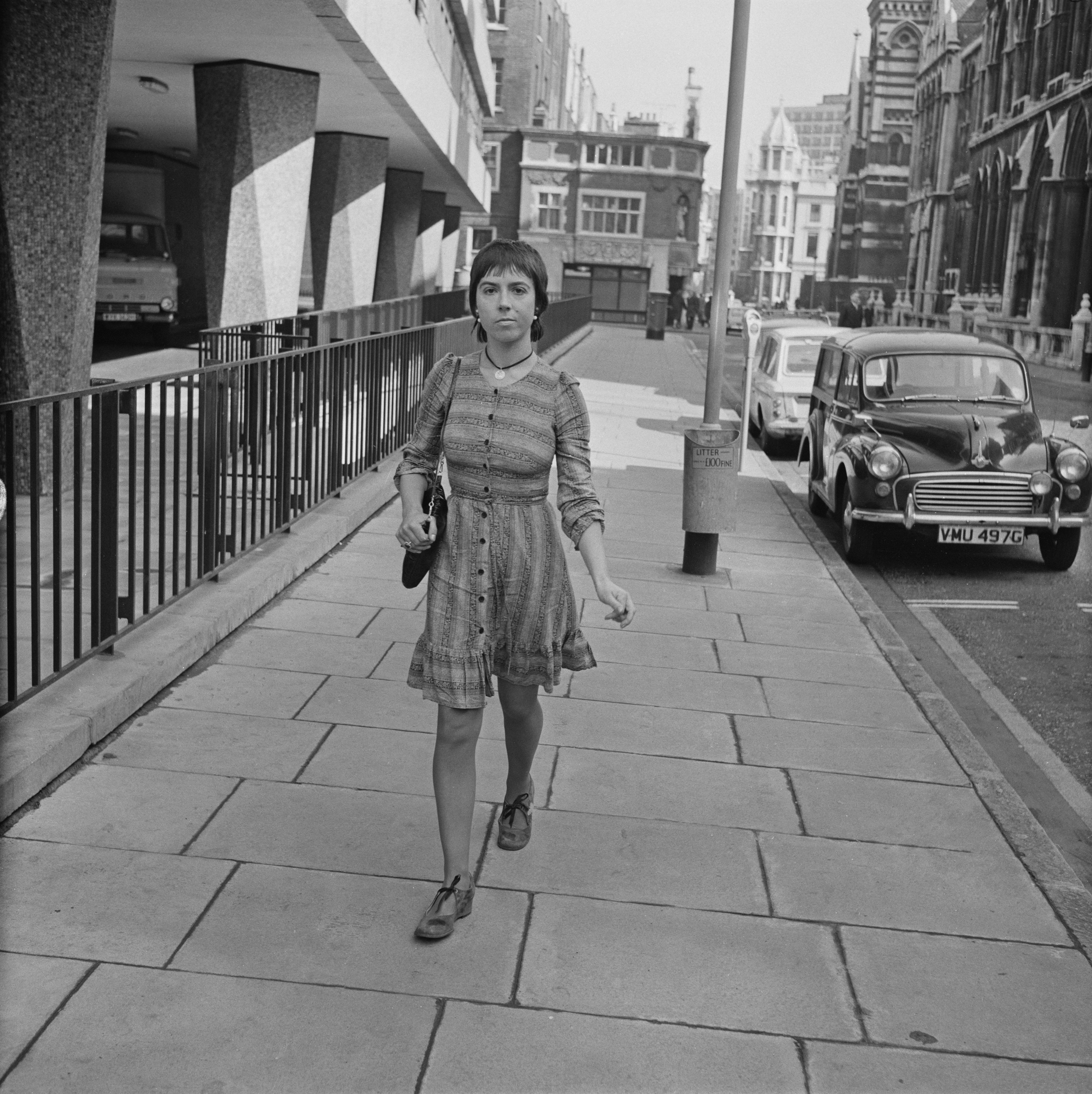 English actress Petronella Barker pictured outside the Royal Courts of Justice in London on March 15, 1972. / Source: Getty Images