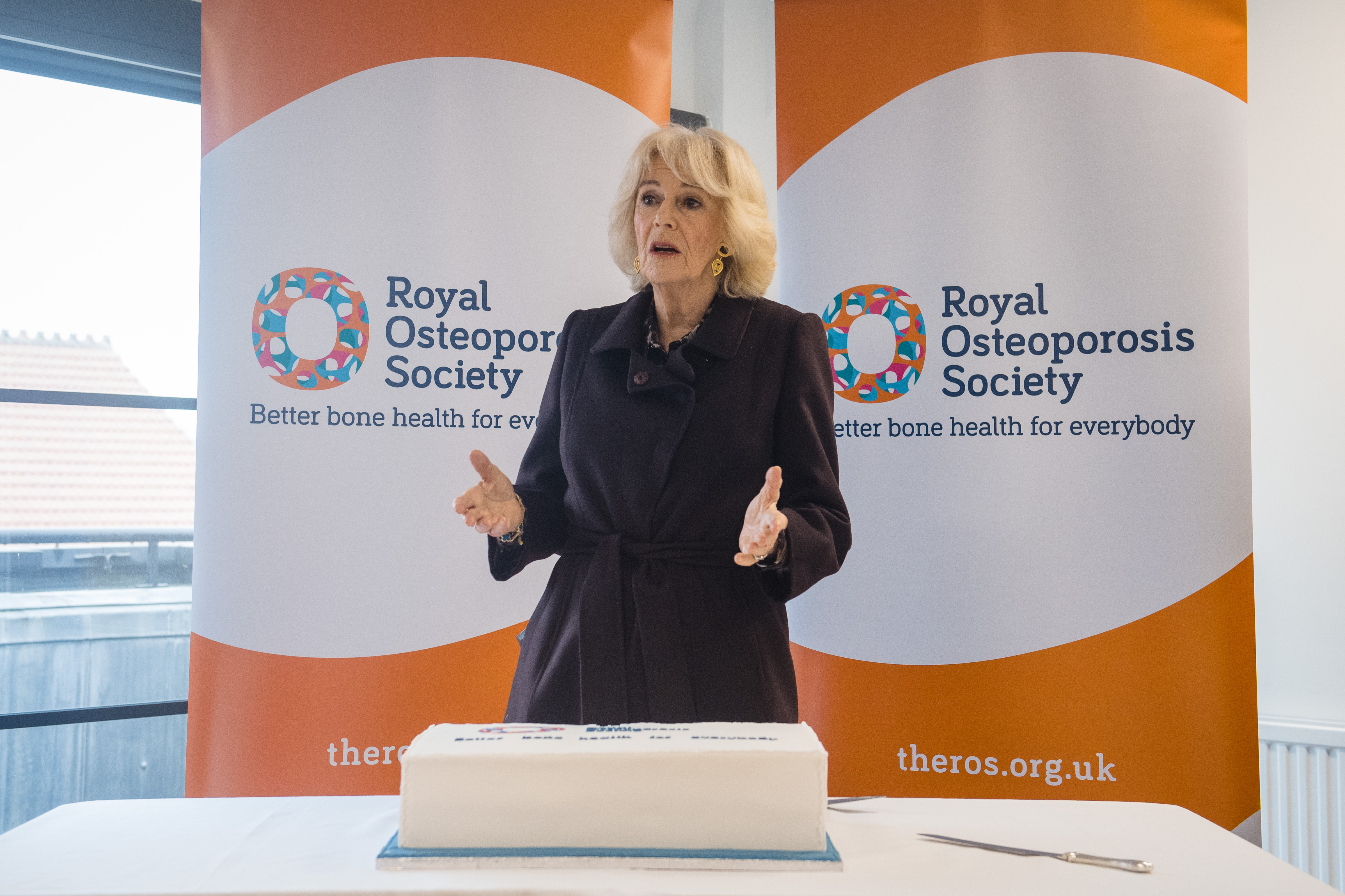 Queen Camilla gives a speech during the visit to the Royal Osteoporosis Society reception on January 25, 2023 in Bath, England | Source: Getty Images