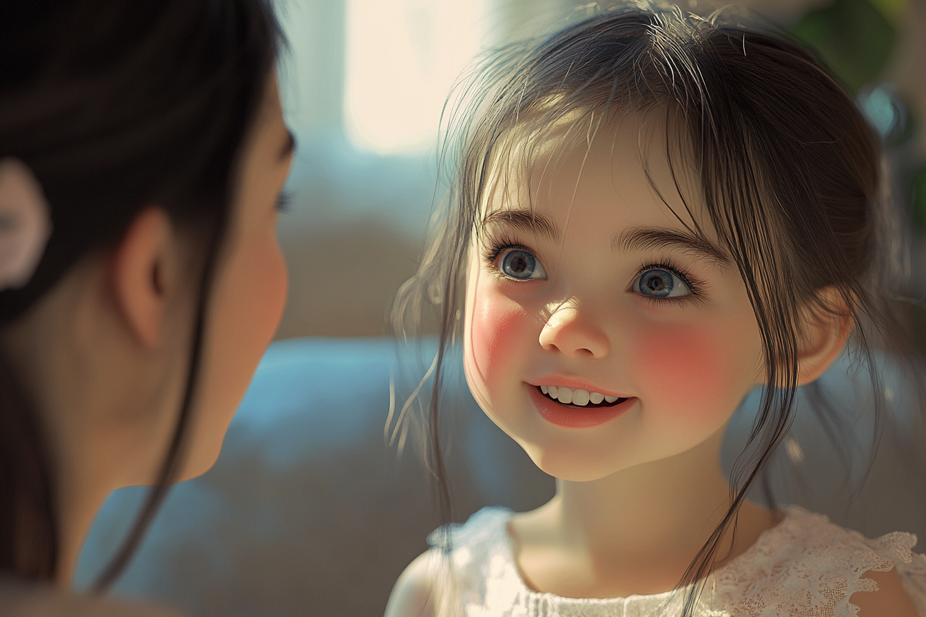 A little girl talking to a woman | Source: Midjourney