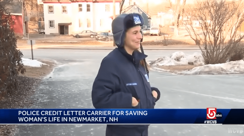 The mail carrier saved a woman's life. | Source: YouTube/WCVB Channel 5 Boston
