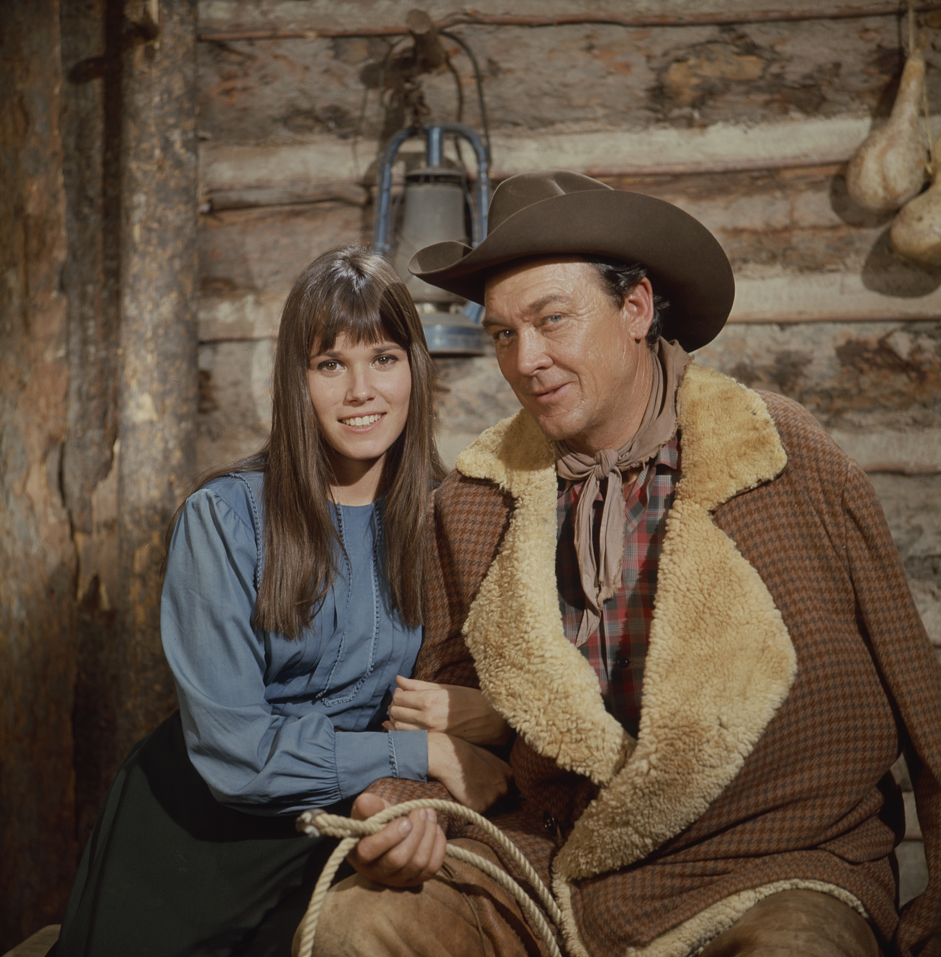 Barbara Hershey and Ben Johnson on the set of "The Monroes" in 1967 | Source: Getty Images