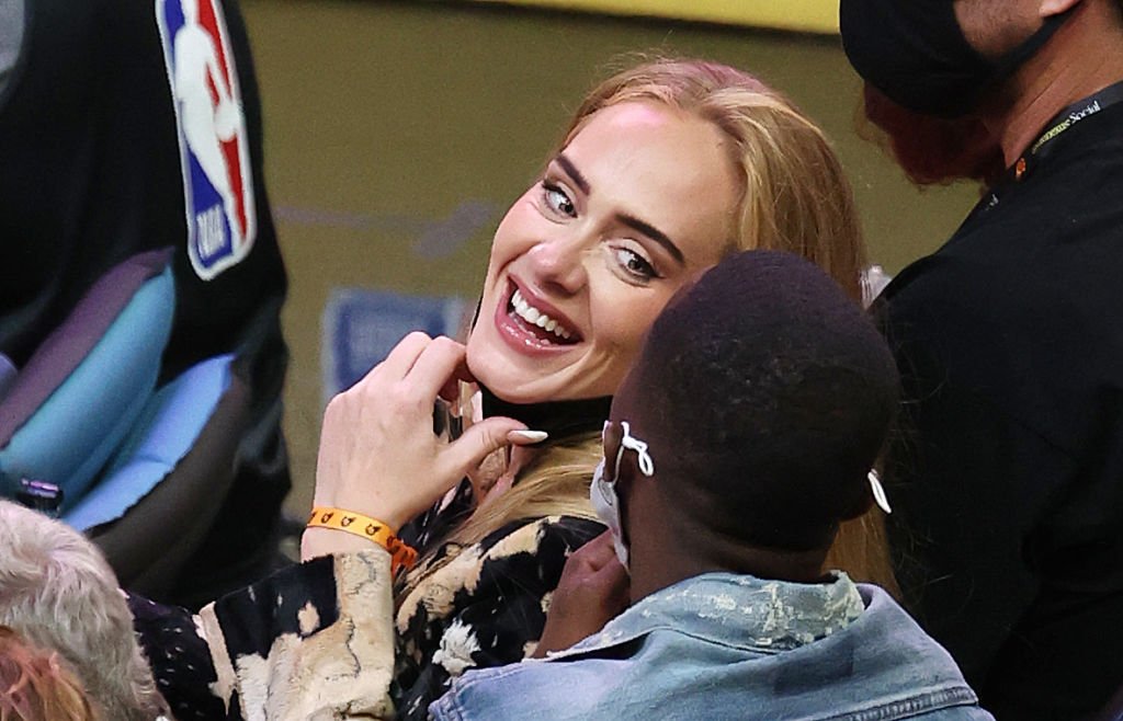 Adele smiles with Rich Paul during the second half in Game Five of the NBA Finals, July 2021 | Source: Getty Images