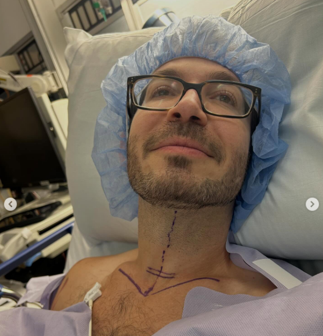 Brandon Frankel showing the marker lines for his surgery, from a post dated February 20, 2026 | Source: Instagram/brandontour