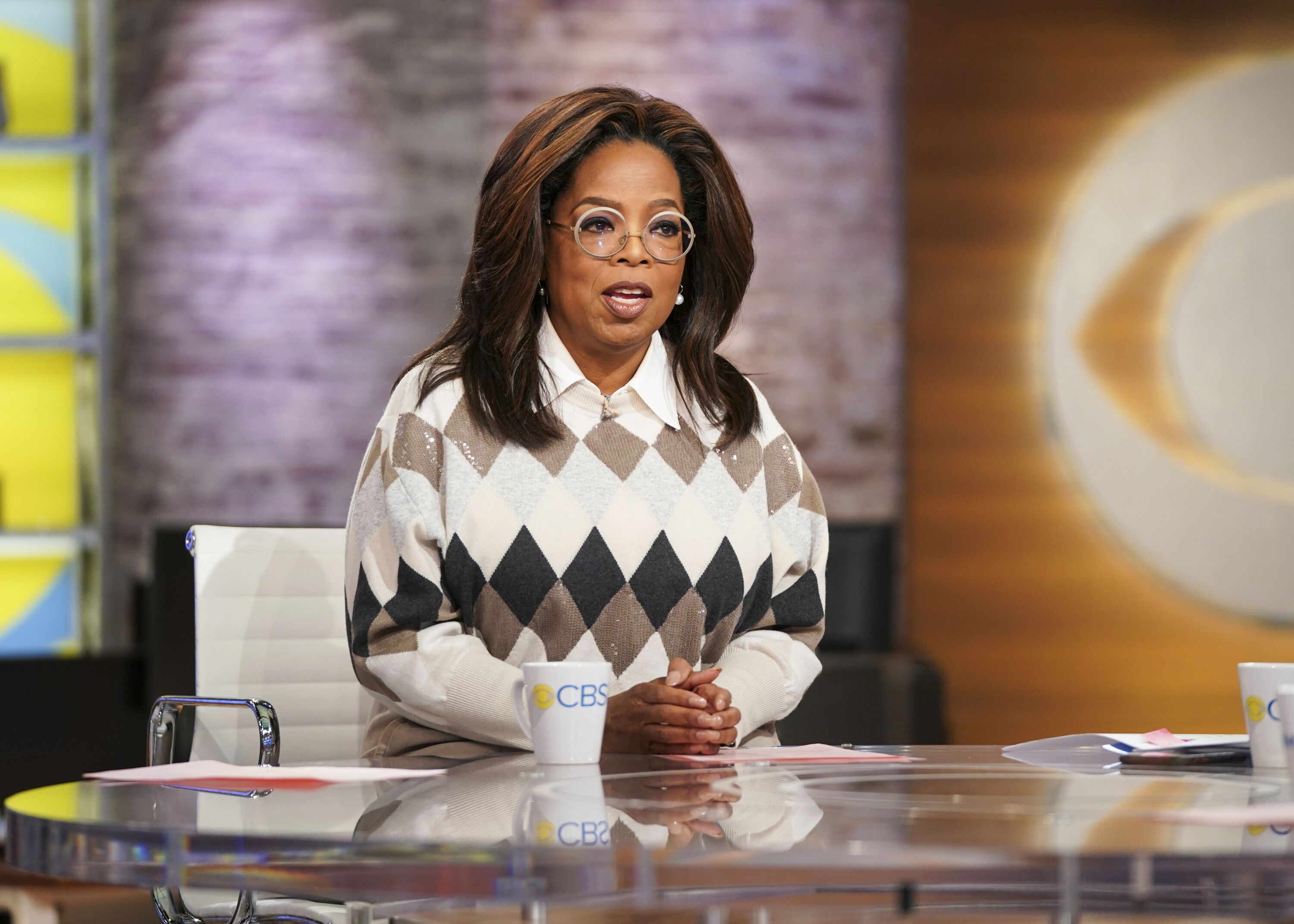Oprah Winfrey on set at the CBS network | Source: Getty Images/GlobalImagesUkraine