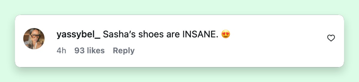 Netizens went wild for Sasha Obama's shoes. Here's a comment from June 18, 2026 | Source: Instagram/Vogue Magazine