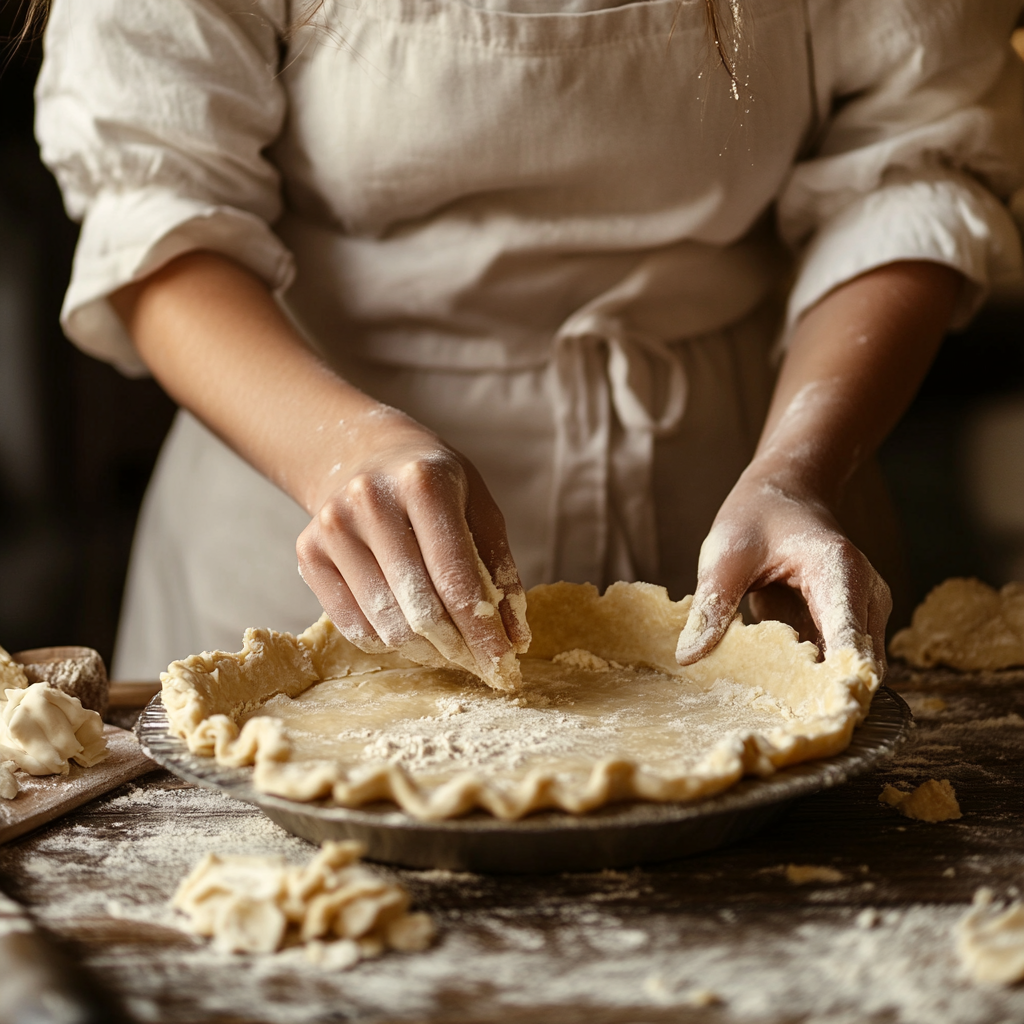 A woman making a pie crust | Source: Midjourney