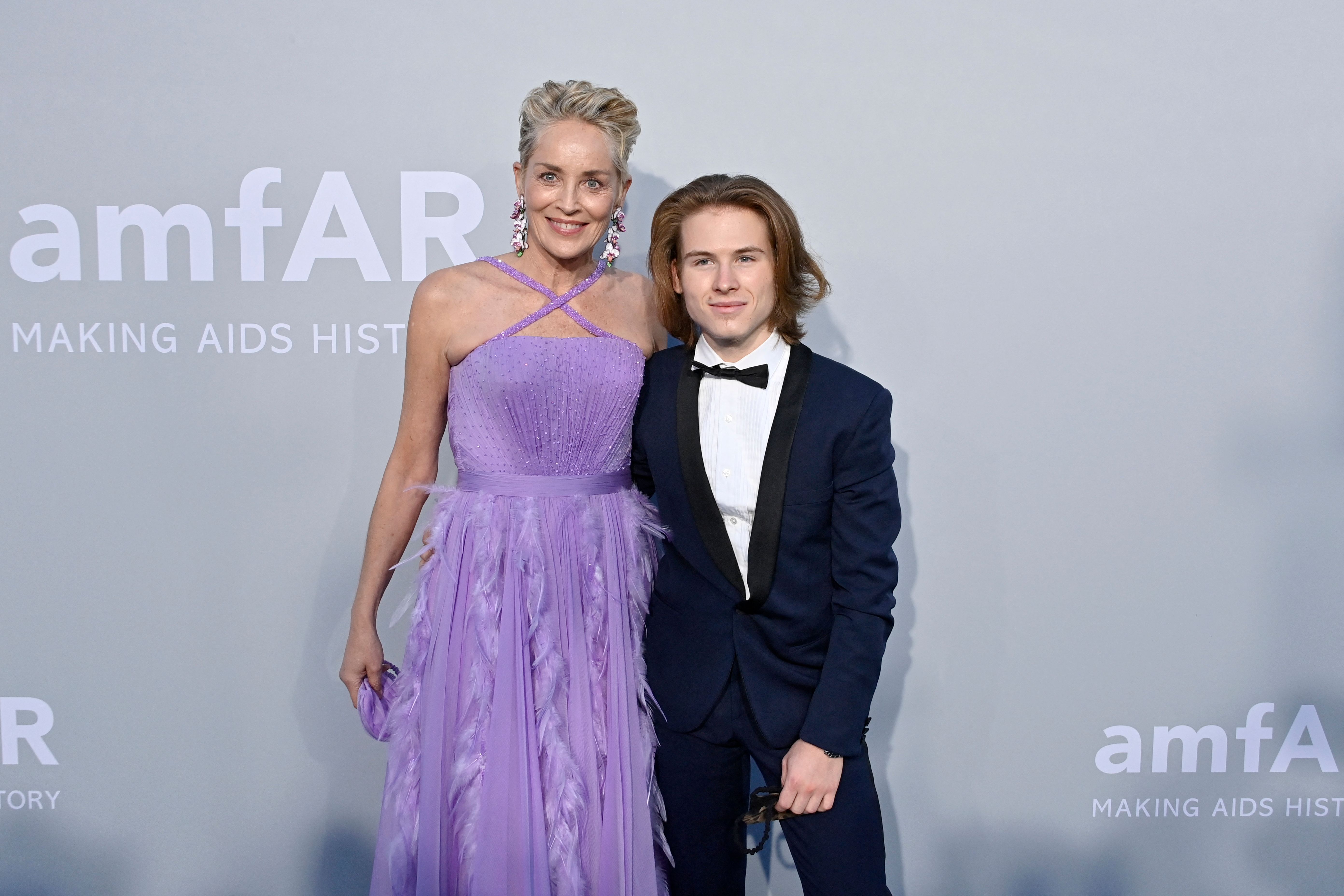 Sharon Stone and Roan Joseph Bernstein at the 74th Cannes Film Festival in Cannes, France on July 16, 2021 | Source: Getty Images