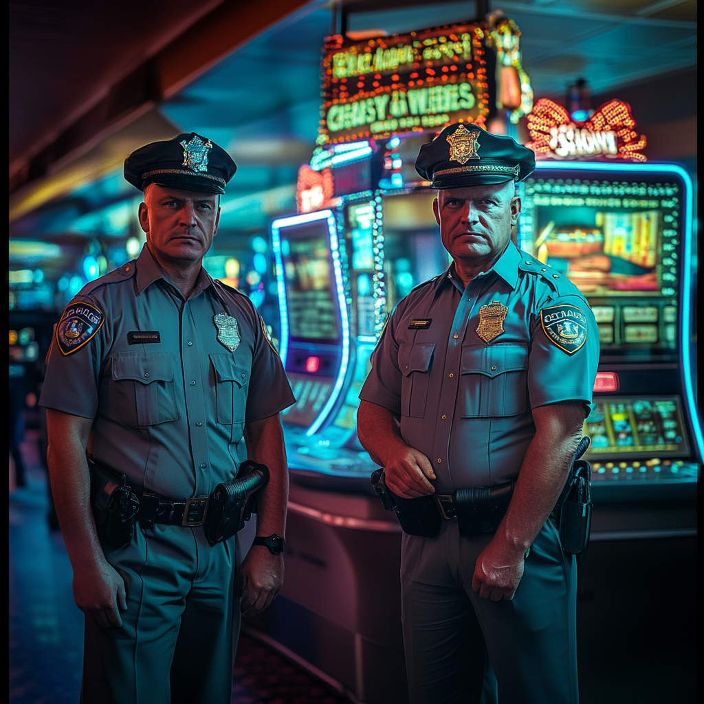 Two cops standing in a casino | Source: Midjourney