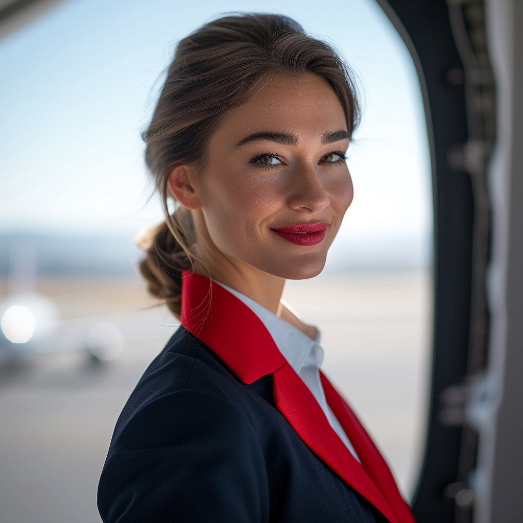 A flight attendant | Source: Midjourney