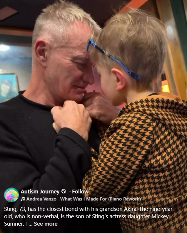 Sting shares a tender moment with his grandson Akira, in a video shared in June 2025. | Source: Facebook/Autism Journey