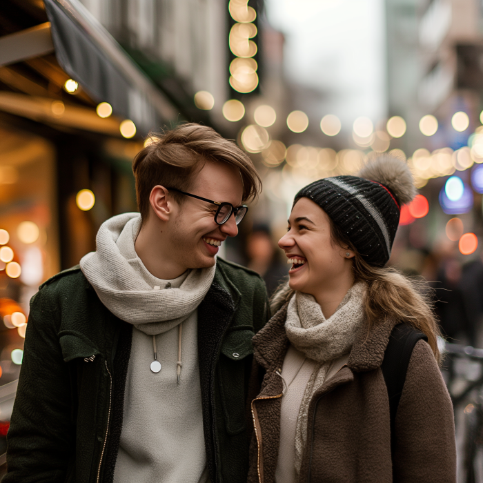 A couple enjoying while exploring the city together | Source: Midjourney