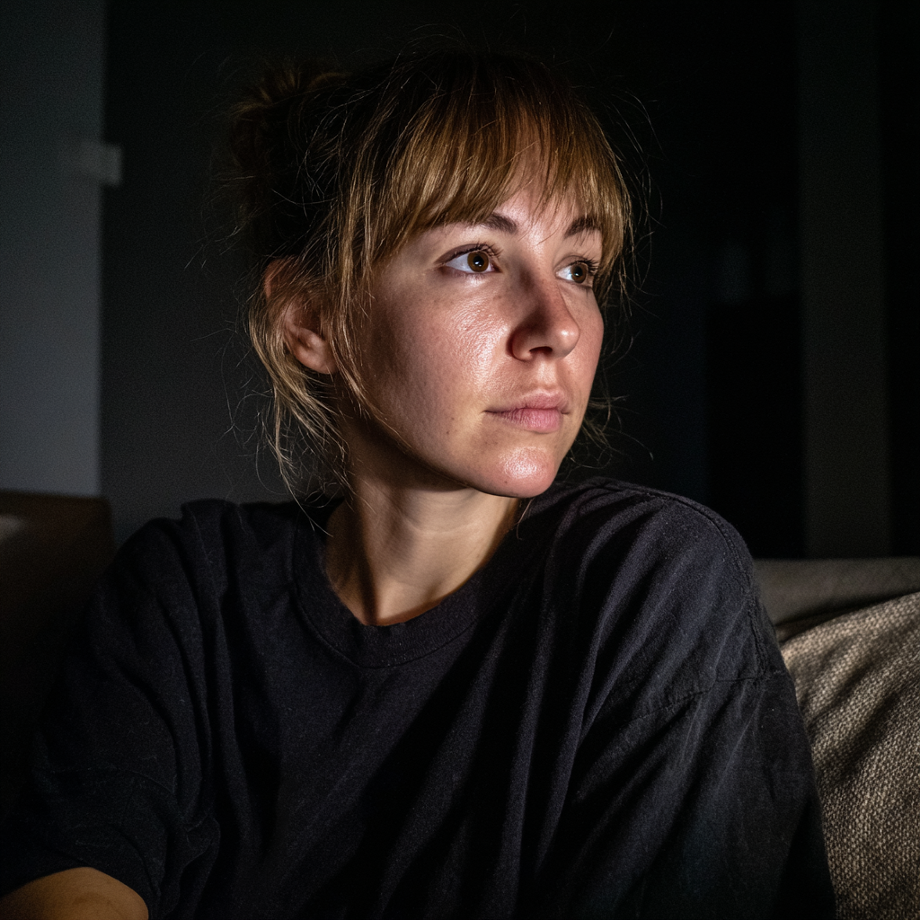 A woman sitting on a couch | Source: Midjourney