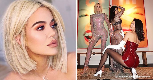 Khloé Kardashian Poses with Kourtney and Kendall in Sheer Bodysuit, Showing Tristan What He's Lost 