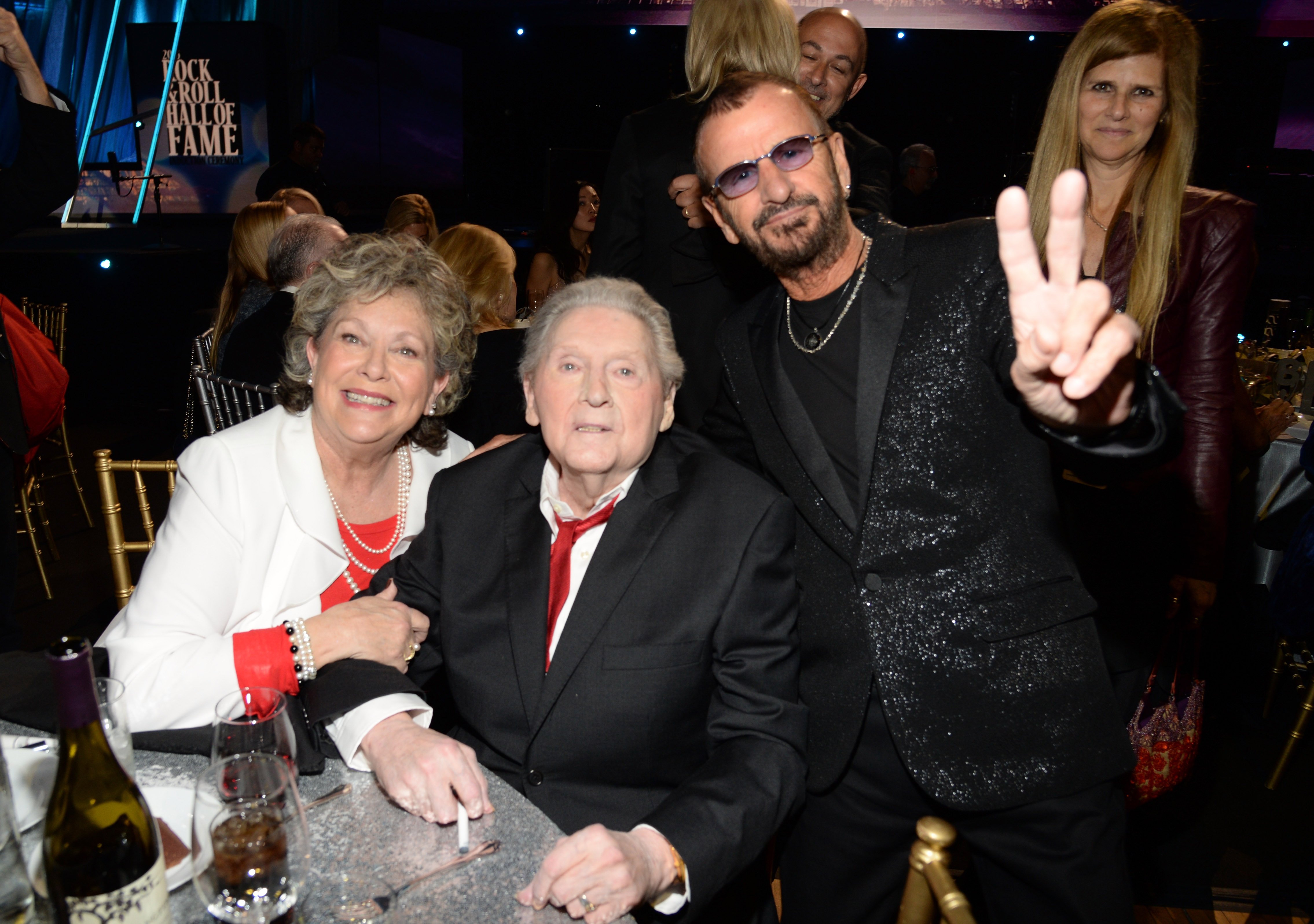 Jerry Lee Lewis, Ringo Starr and Judith Brown attend the 30th Annual Rock And Roll Hall Of Fame Induction Ceremony at Public Hall on April 18, 2015, in Cleveland, Ohio. | Source: Getty Images