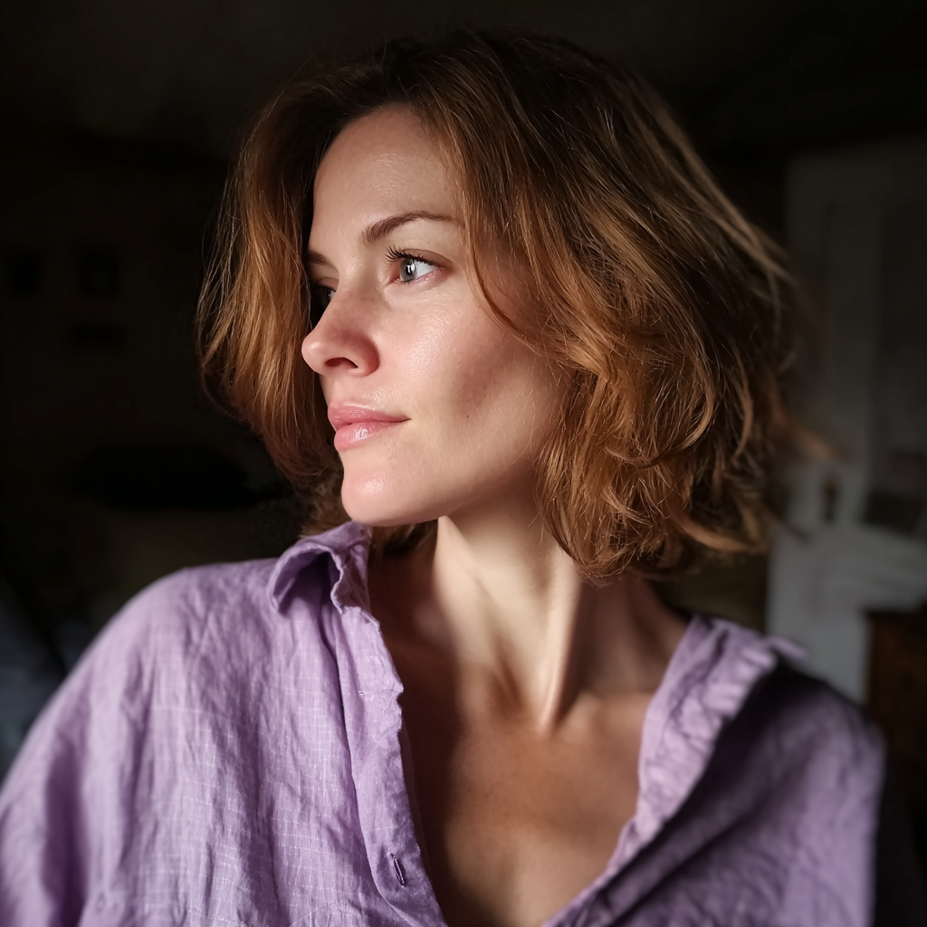 A pensive woman standing in a bedroom | Source: Midjourney