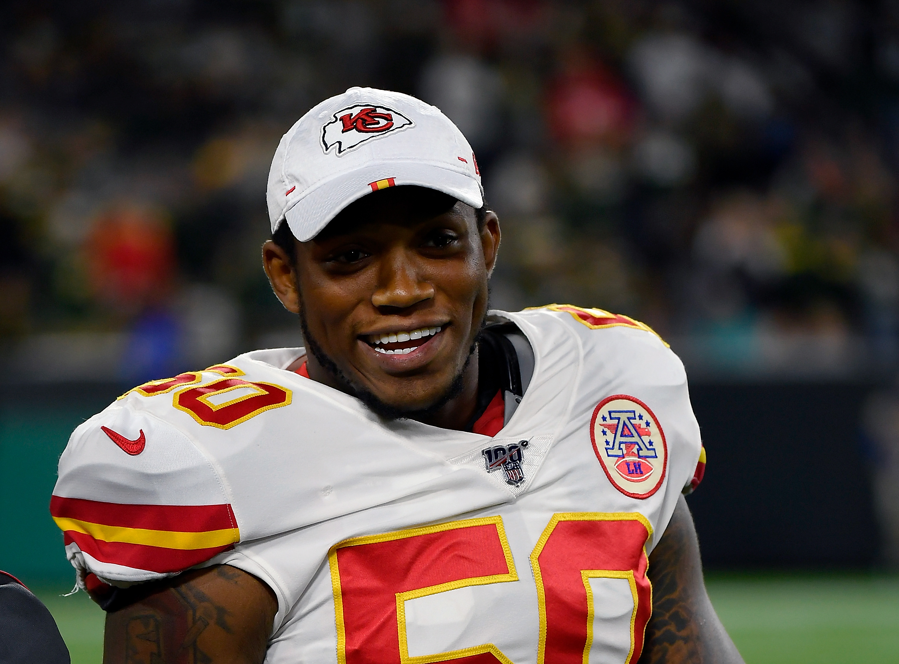 Darron Lee #50 of the Kansas City Chiefs looks on during a preseason game against the Green Bay Packers on August 29, 2019 | Source: Getty Images