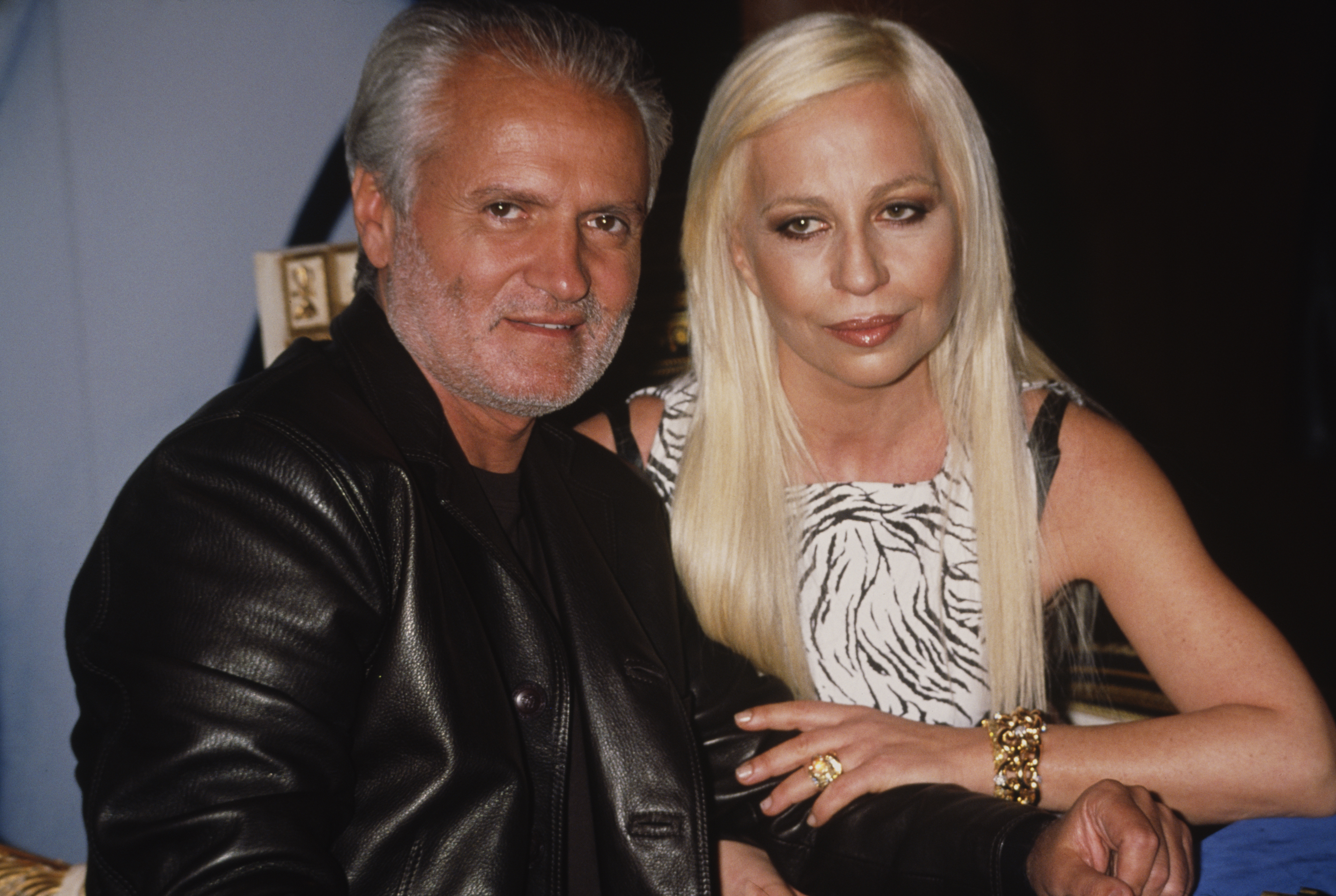 Gianni and Donatella Versace at the launch for their new fragrance "Versace's Blonde," circa, 1996 | Source: Getty Images