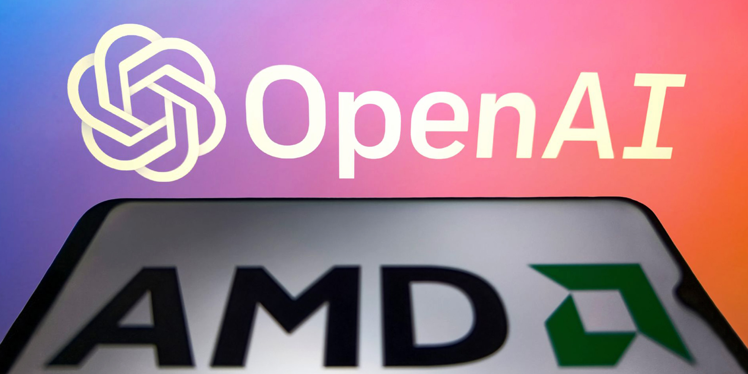 The logos of OpenAI and AMDA | Source: Getty Images