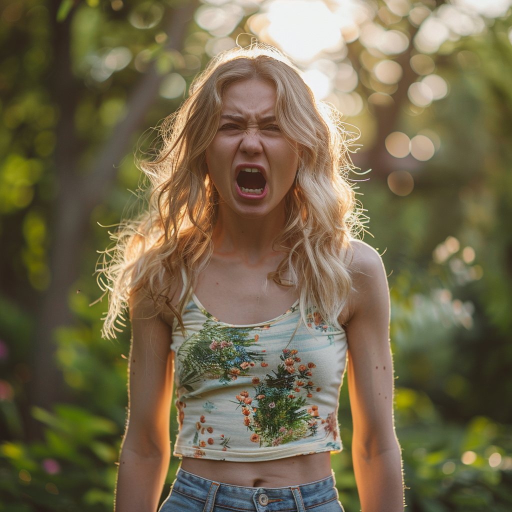 A furious woman screaming at someone | Source: Midjourney