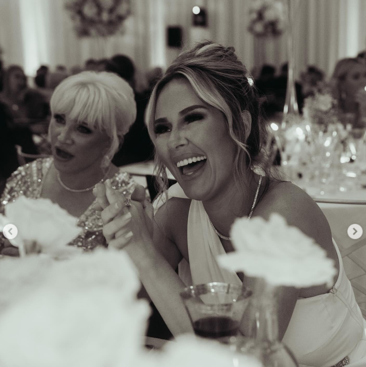 Margaret McGregor and Dee Devlin are all smiles as guests dance at Terry Kavanagh and Erin McGregors wedding reception on August 17, 2024 | Source: Instagram/thenotoriousmma