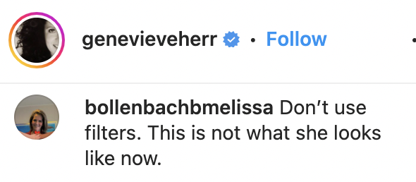 Der Kommentar eines Fans zu Genevieve Herrs Post von Julia Roberts als Gesicht von Chopard am 16. März 2023 | Quelle: Instagram/genevieveherr