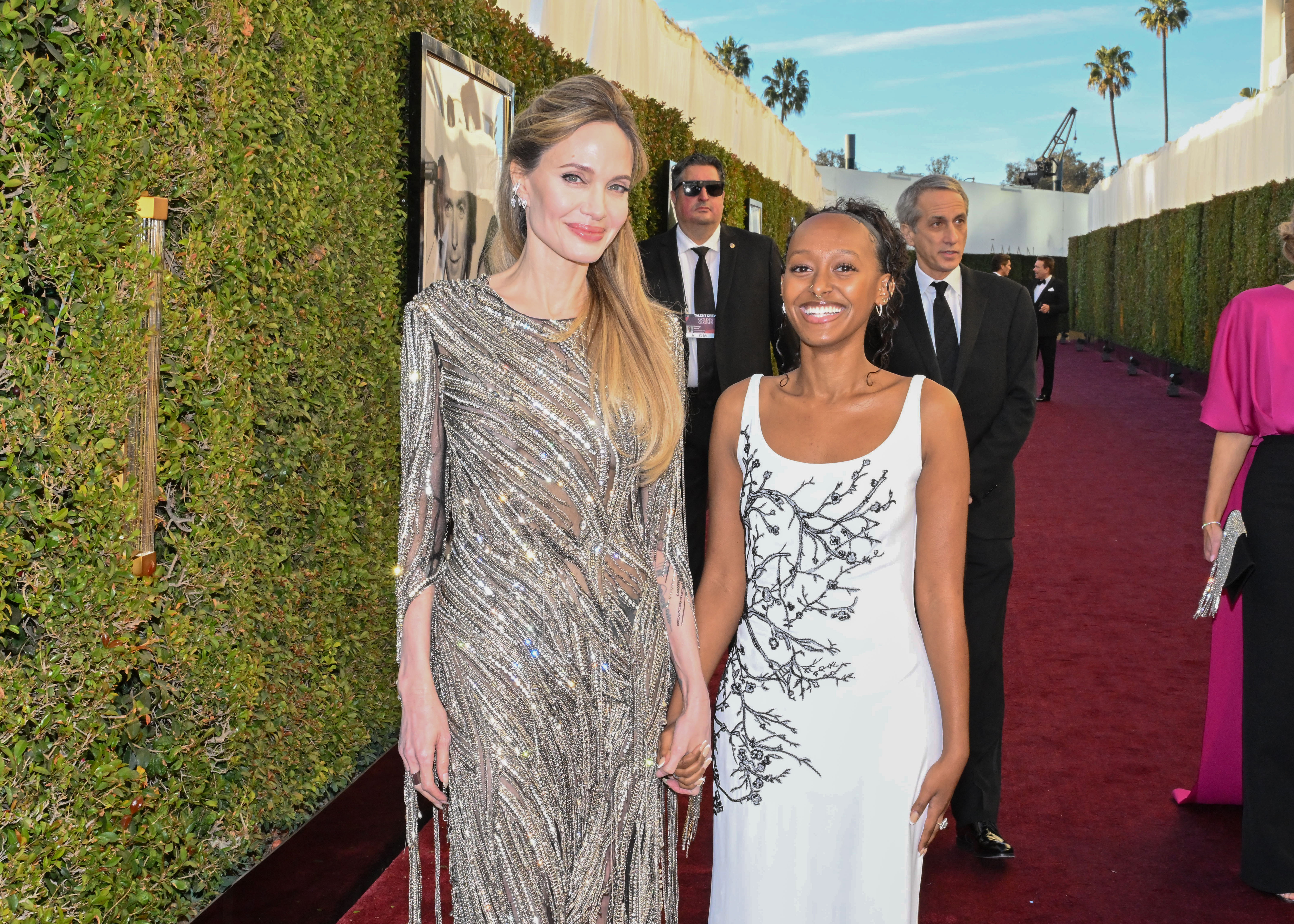 Angelina Jolie, and Zahara Jolie during the 82nd Annual Golden Globes on January 05, 2025, in Beverly Hills, California. | Source: Getty Images