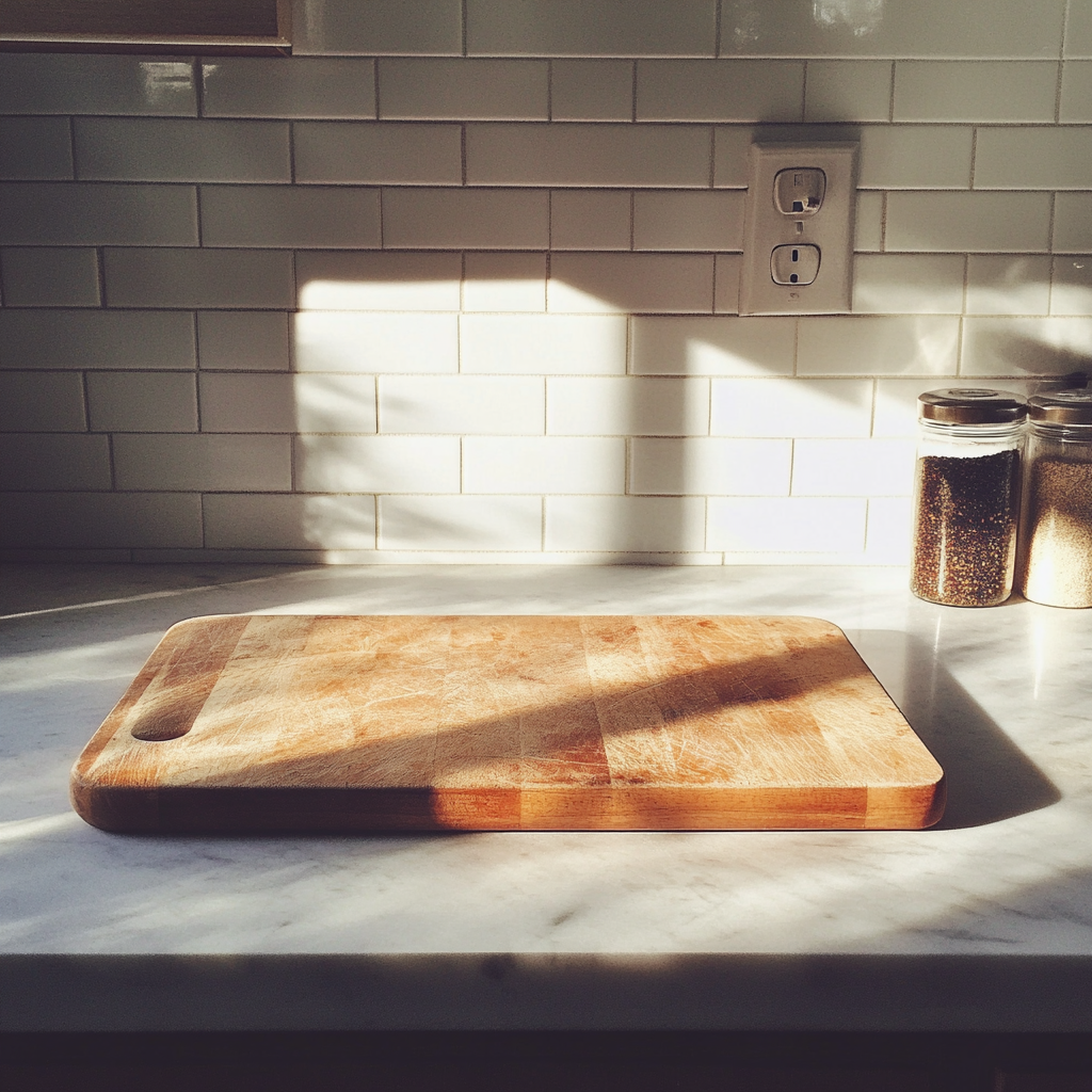 A cutting board on a counter | Source: Midjourney