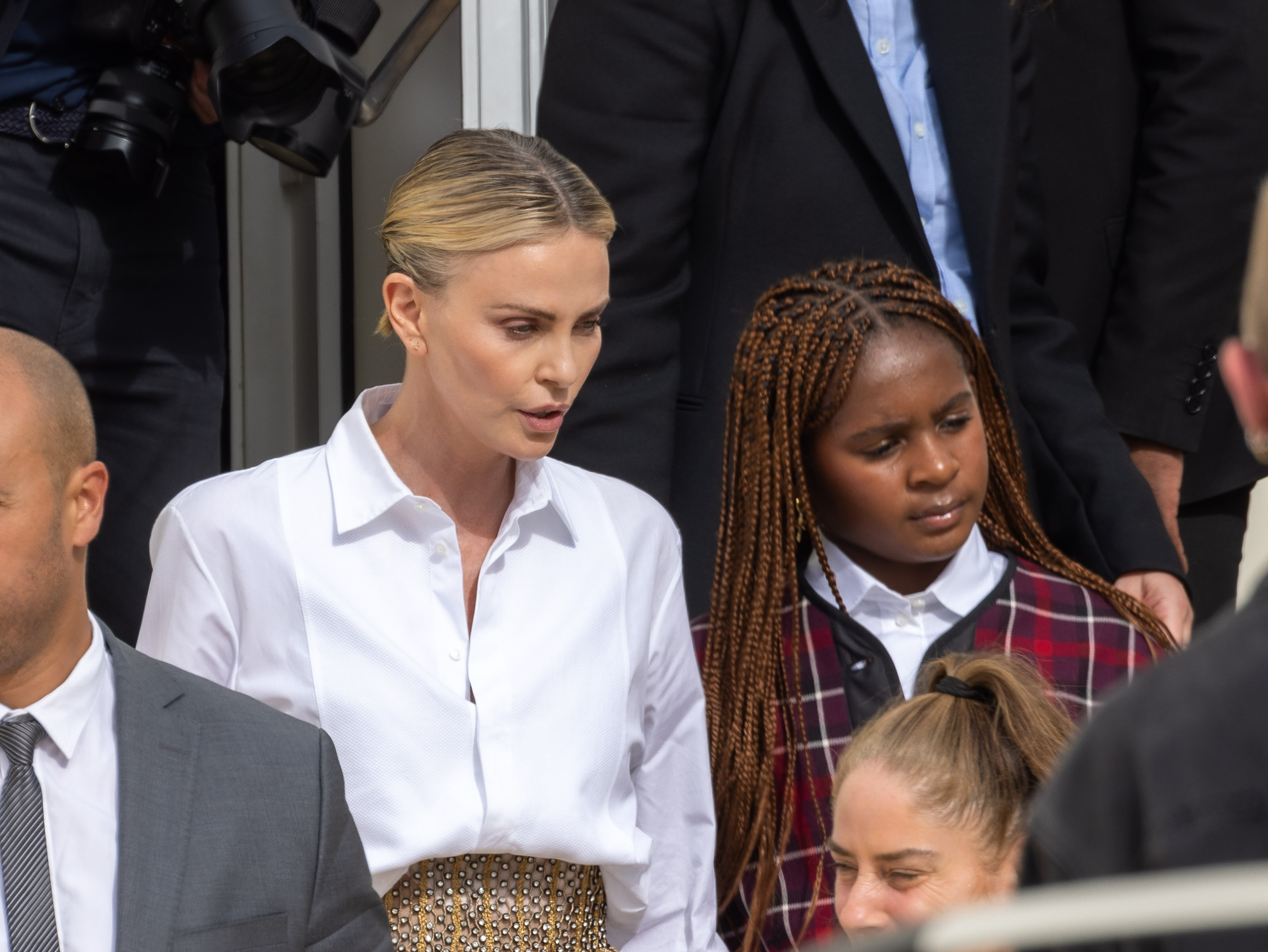 Charlize and Jackson Theron at the Christian Dior Womenswear Spring/Summer 2024 show on September 26, 2023, in Paris, France. | Source: Getty Images