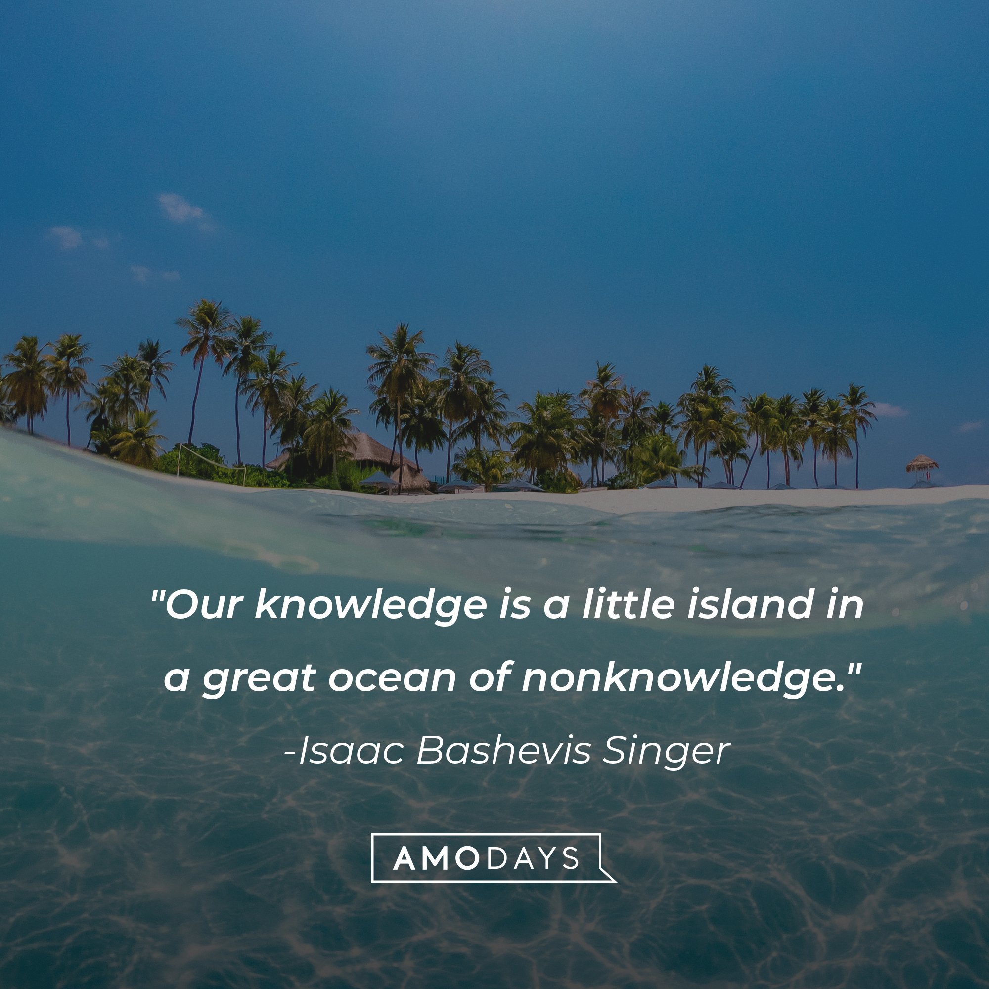 Isaac Bashevis Singer's quote: "Our knowledge is a little island in a great ocean of nonknowledge." | Image: AmoDays