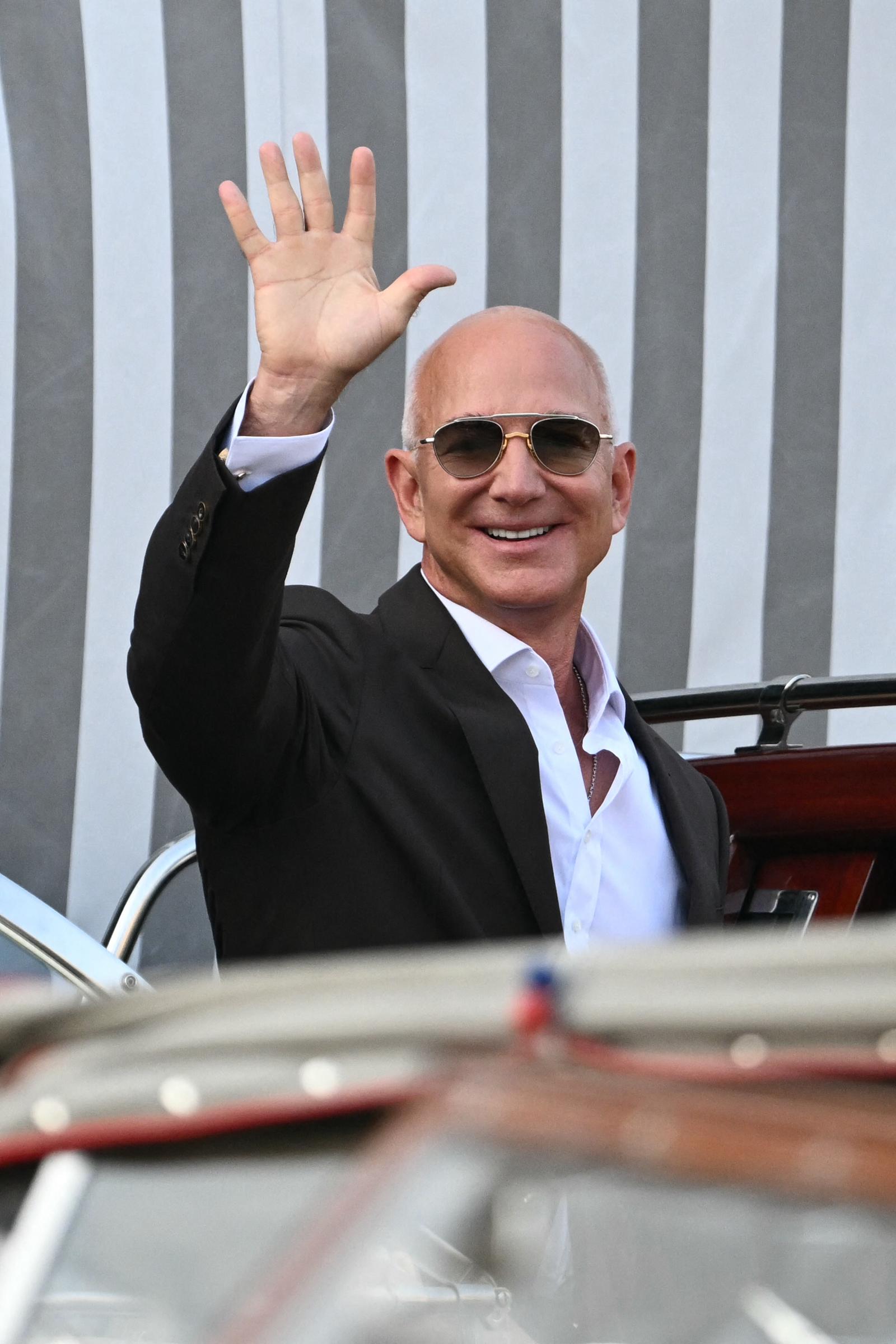 Jeff Bezos ahead photographed at the Aman Hotel in Venice, Italy, on June 26, 2026. | Source: Getty Images