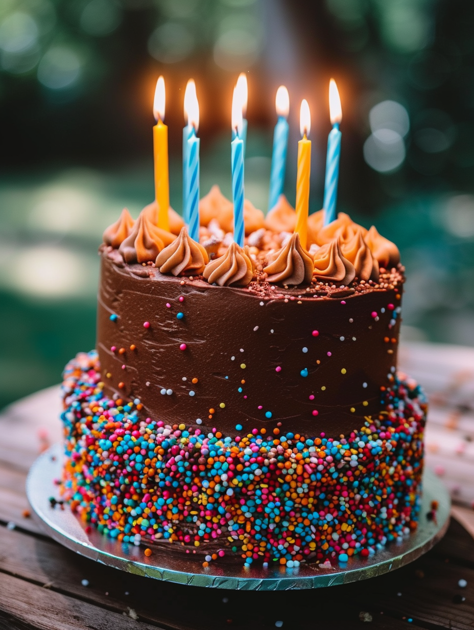 A birthday cake with candles | Source: Midjourney