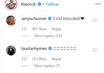 Amy Schumer and Busta Rhymes comment on Dwayne Johnson's Yoda meme. | Source: Instagram/therock.